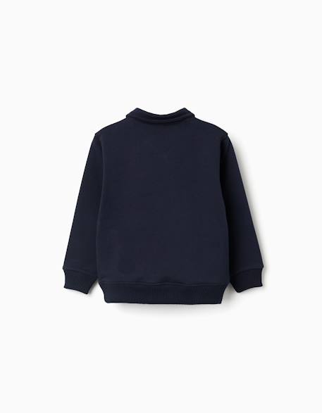 Sweat en coton avec grande poche Bleu foncé 2 - vertbaudet enfant 