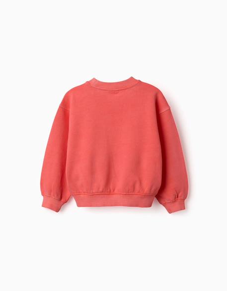 Sweat en coton avec épaules tombantes Corail clair 2 - vertbaudet enfant 
