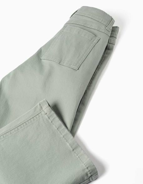 Pantalon à jambe large en sergé avec quatre poches Blanc+Mauve clair+Vert 12 - vertbaudet enfant 