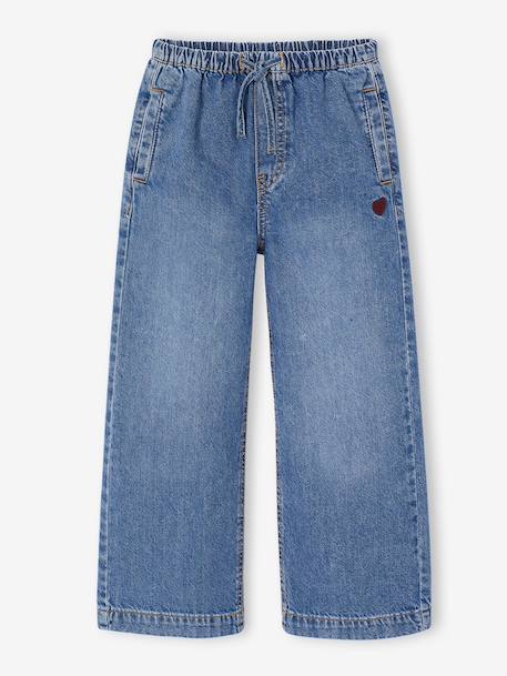Pantalon large fille bleu moyen+denim bleached 1 - vertbaudet enfant 