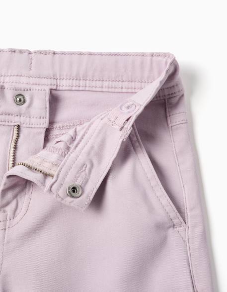 Pantalon à jambe large en sergé avec quatre poches Blanc+Mauve clair+Vert 7 - vertbaudet enfant 