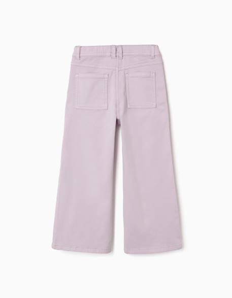 Pantalon à jambe large en sergé avec quatre poches Blanc+Mauve clair+Vert 6 - vertbaudet enfant 