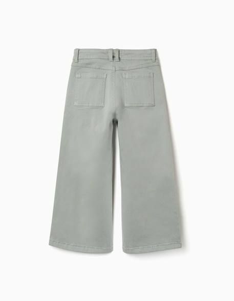 Pantalon à jambe large en sergé avec quatre poches Blanc+Mauve clair+Vert 10 - vertbaudet enfant 