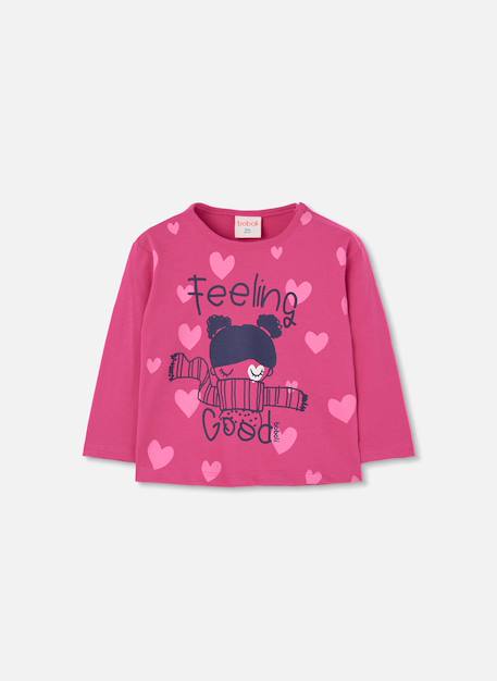 T-shirt fille en maille imprimé Pink 1 - vertbaudet enfant 
