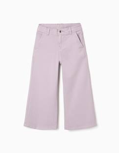 -Pantalon à jambe large en sergé avec quatre poches
