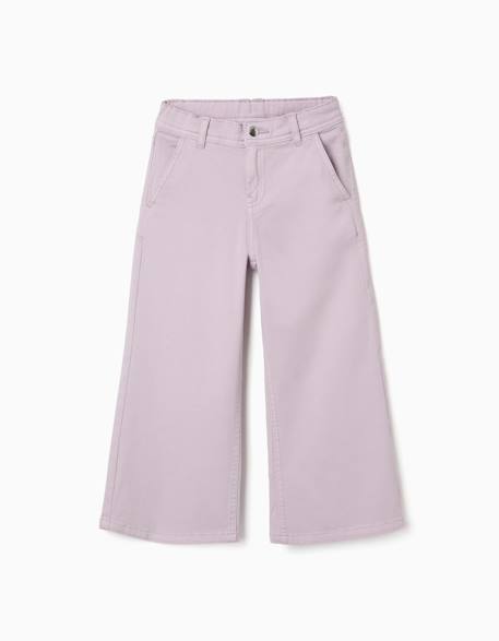 Pantalon à jambe large en sergé avec quatre poches Blanc+Mauve clair+Vert 5 - vertbaudet enfant 