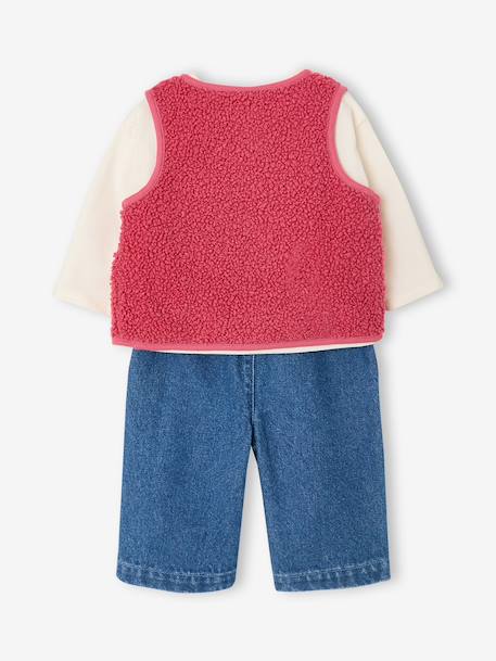 Ensemble 3 pièces bébé fille rose poudré 5 - vertbaudet enfant 