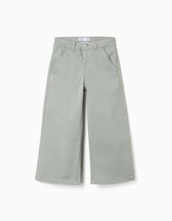 -Pantalon à jambe large en sergé avec quatre poches