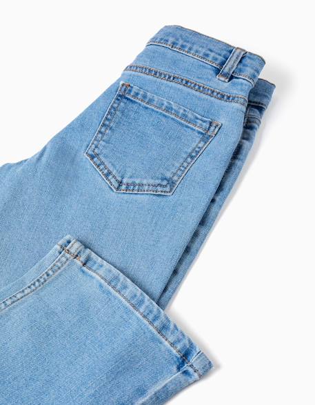 Pantalon en jean à coupe droite avec 5 poches Bleu+Bleu foncé 4 - vertbaudet enfant 