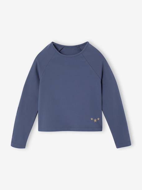 T-shirt manches longues technique fille bleu moyen 1 - vertbaudet enfant 