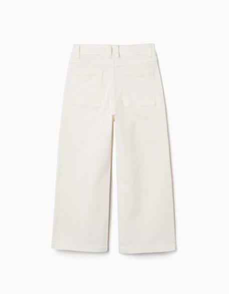 Pantalon à jambe large en sergé avec quatre poches Blanc+Mauve clair+Vert 2 - vertbaudet enfant 
