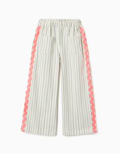 -Pantalon en coton à rayures avec galon ric rac