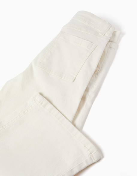 Pantalon à jambe large en sergé avec quatre poches Blanc+Mauve clair+Vert 4 - vertbaudet enfant 