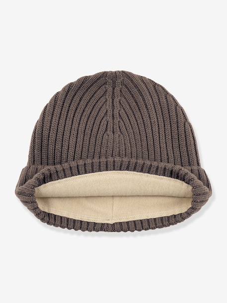 Bonnet en laine mérinos enfants MATBOJE MINI A TURE bleu foncé+gris+prune 4 - vertbaudet enfant 
