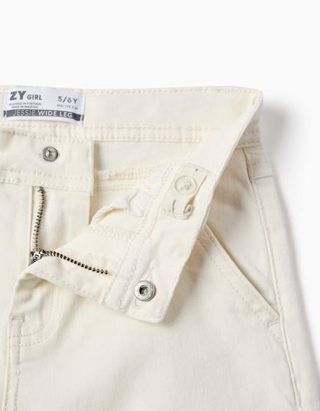 Pantalon à jambe large en sergé avec quatre poches Blanc+Mauve clair+Vert 3 - vertbaudet enfant 
