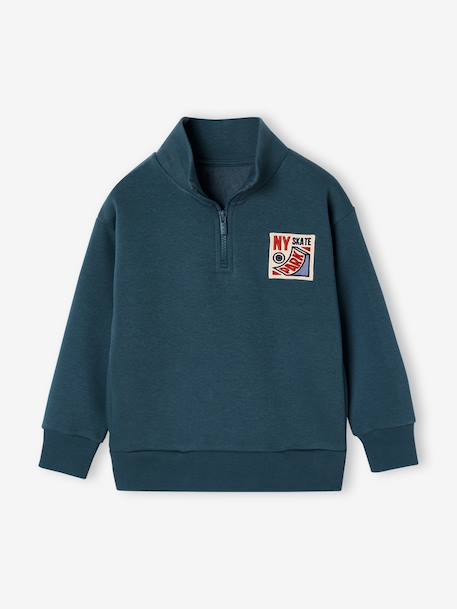 Sweat col camionneur garçon bleu canard+jaune 1 - vertbaudet enfant 