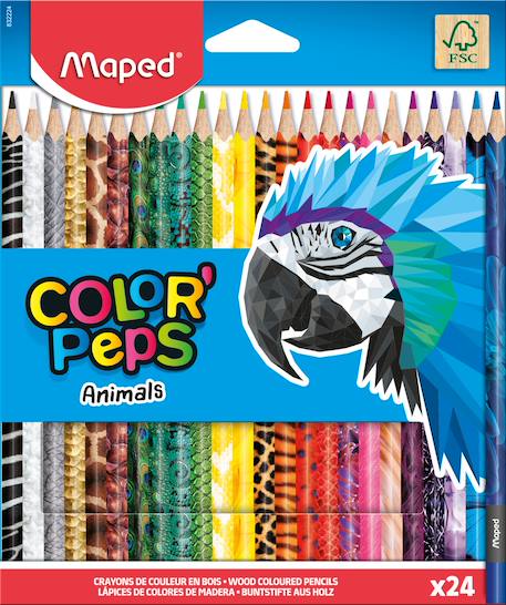 Fille-Accessoires-Fourniture scolaire-stylo, règle, ciseaux-Crayons de couleur color peps animals