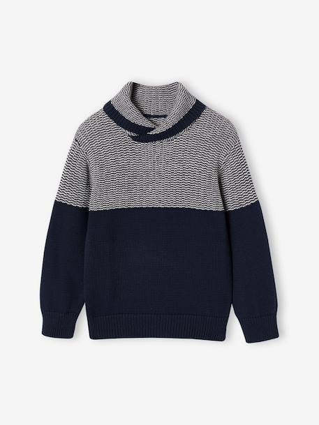 Pull col snood garçon marine+vert 1 - vertbaudet enfant 