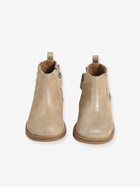 Chaussures premiers pas bébé boots cuir jaune d'or+noir 4 - vertbaudet enfant 