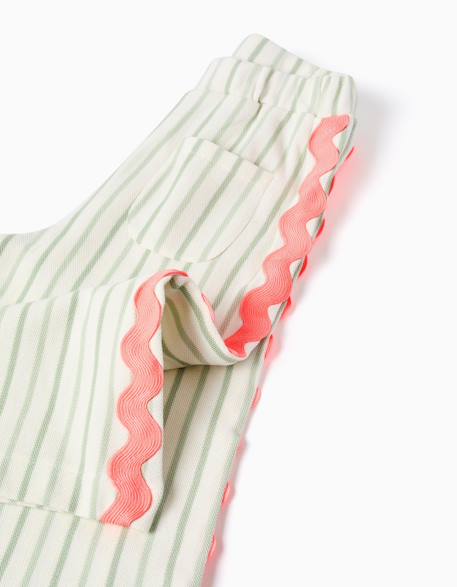 Pantalon en coton à rayures avec galon ric rac Beige clair 4 - vertbaudet enfant 