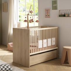 Chambre et rangement-Chambre-Lit bébé, lit enfant-Lit évolutif-Lit 60x120 évolutif 90x190 décor bois hêtre - adele