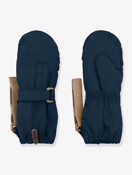 Moufles enfant avec doublure polaire MATCESAR MINI A TURE caramel+marine+vieux rose 3 - vertbaudet enfant 
