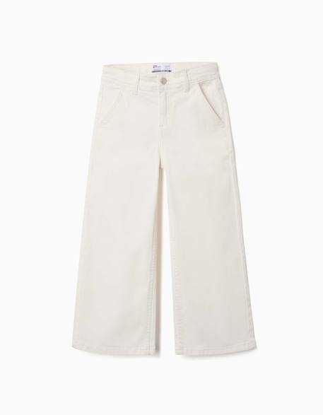 Pantalon à jambe large en sergé avec quatre poches Blanc+Mauve clair+Vert 1 - vertbaudet enfant 