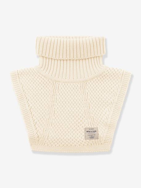 Cache-cou en laine mérinos MATTAYLER enfants MINI A TURE crème+gris 1 - vertbaudet enfant 