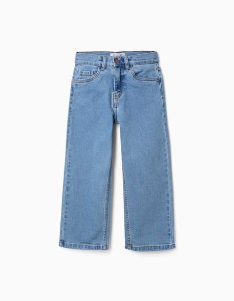 Pantalon en jean à coupe droite avec 5 poches Bleu+Bleu foncé 1 - vertbaudet enfant 