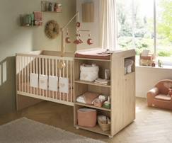 Chambre et rangement-Chambre-Lit bébé, lit enfant-Lit combiné, surélevé, superposé-Lit combiné 60x120 évolutif en 90x190 décor bois hêtre - adele