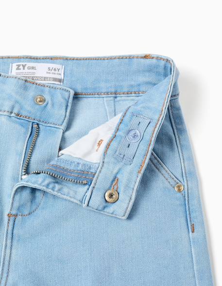 Jean à jambe large avec poches devant et derrière Bleu clair 3 - vertbaudet enfant 