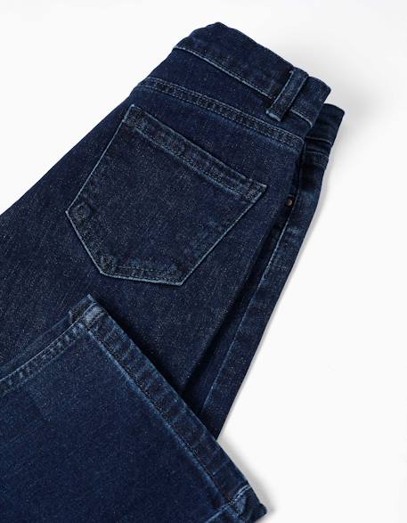 Pantalon en jean à coupe droite avec 5 poches Bleu+Bleu foncé 8 - vertbaudet enfant 