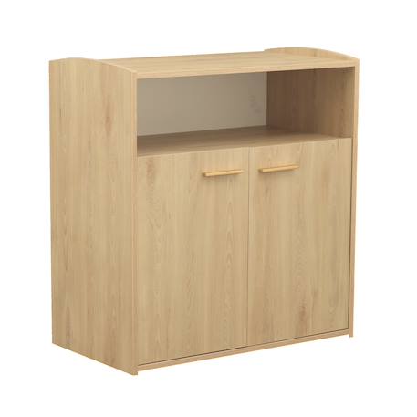 Commode à langer 2 portes et une niche décor bois hêtre - adele Marron 2 - vertbaudet enfant 