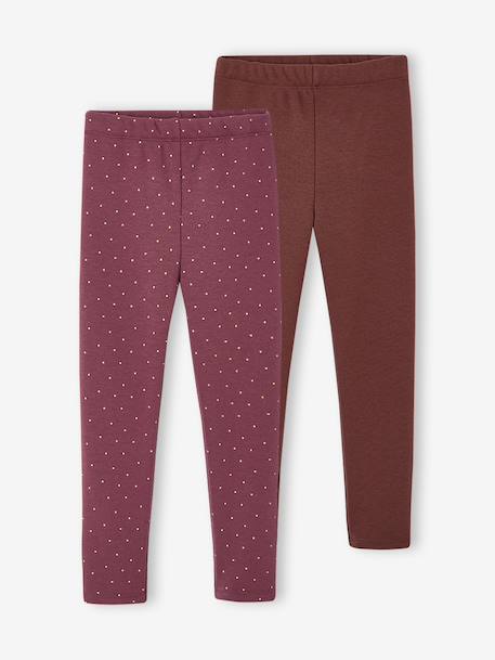 Lot 2 Leggings fille doublés maille polaire anthracite+prune 7 - vertbaudet enfant 