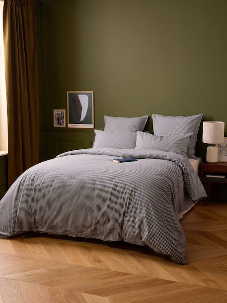 Housse de couette percale de coton 'vichy' Vichy curry+Vichy marine 8 - vertbaudet enfant 
