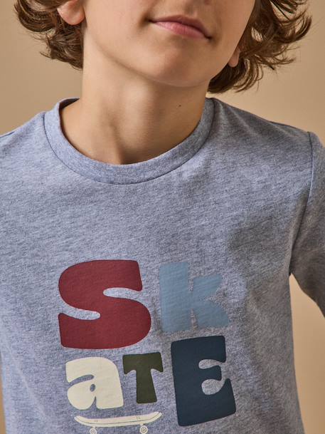 T-shirt imprimé garçon - coton biologique Gris chine+Marine+Vert 3 - vertbaudet enfant 