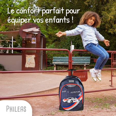 Sac à dos scolaire à roulettes 2 compartiments Phileas - 45 cm Bleu 5 - vertbaudet enfant 