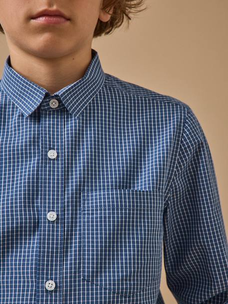 Chemise à carreaux garçon Carreaux bleu denim 3 - vertbaudet enfant 
