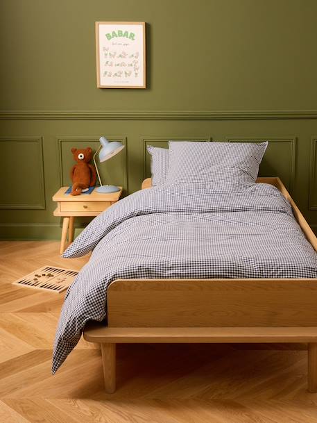 Housse de couette percale de coton 'vichy' Vichy curry+Vichy marine 9 - vertbaudet enfant 
