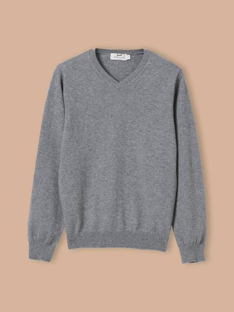 Pull col v garçon Bleu fonce uni+Gris fonce chine 3 - vertbaudet enfant 