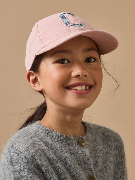 Casquette velours fille Rose poudre 1 - vertbaudet enfant 