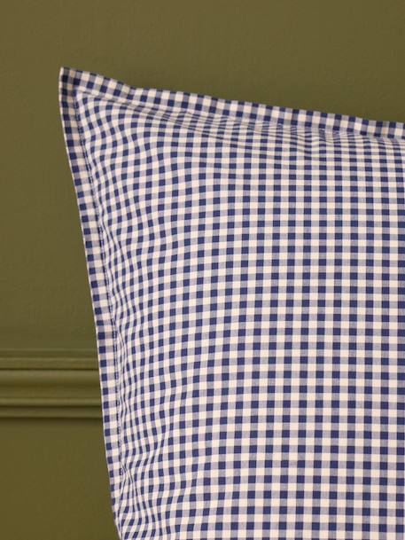Taie d'oreiller percale de coton 'vichy' Vichy curry+Vichy marine 4 - vertbaudet enfant 