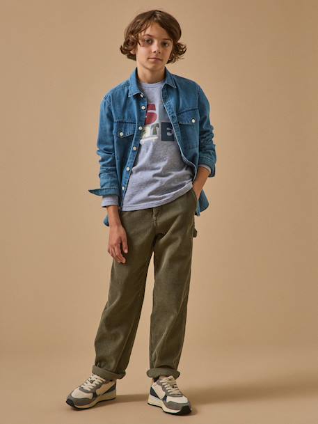 T-shirt imprimé garçon - coton biologique Gris chine+Marine+Vert 4 - vertbaudet enfant 