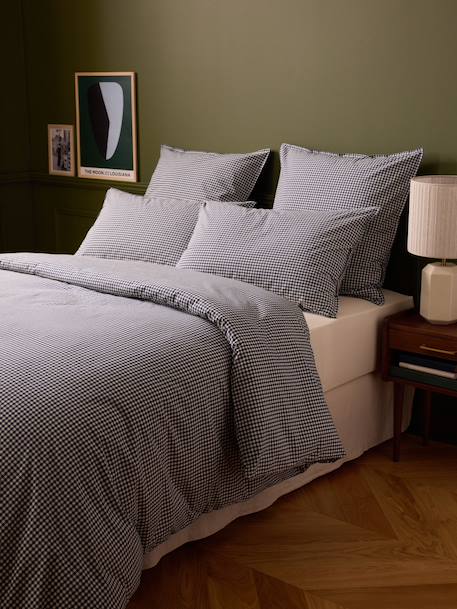 Housse de couette percale de coton 'vichy' Vichy curry+Vichy marine 6 - vertbaudet enfant 