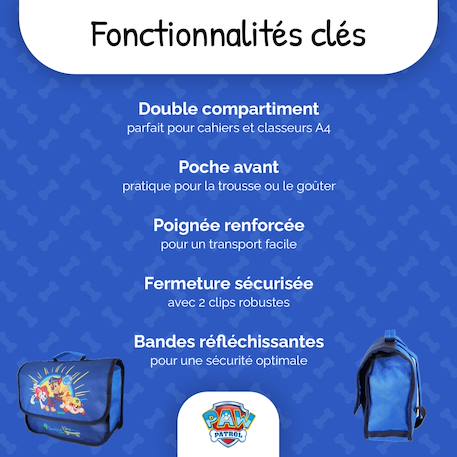 Cartable de maternelle 1 compartiment Pat' Patrouille - 32 cm Bleu 2 - vertbaudet enfant 