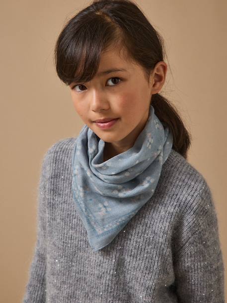 Foulard imprimé en laine fille Bleu grise+Ecru 1 - vertbaudet enfant 