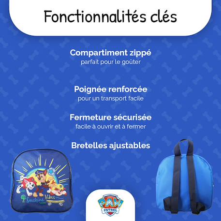 Sac à goûter de maternelle Nickelodeon Pat' Patrouille - 24 cm Bleu 2 - vertbaudet enfant 