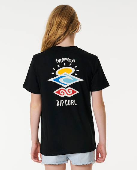 T-shirt à manches courtes let's see the waves enfant Bleu vert+Noir 8 - vertbaudet enfant 