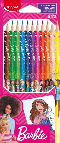 Jouet-Papeterie-Crayons de couleur barbie