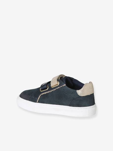 Baskets enfant fille cuir à scratchs blanc imprimé+écru+marine 13 - vertbaudet enfant 